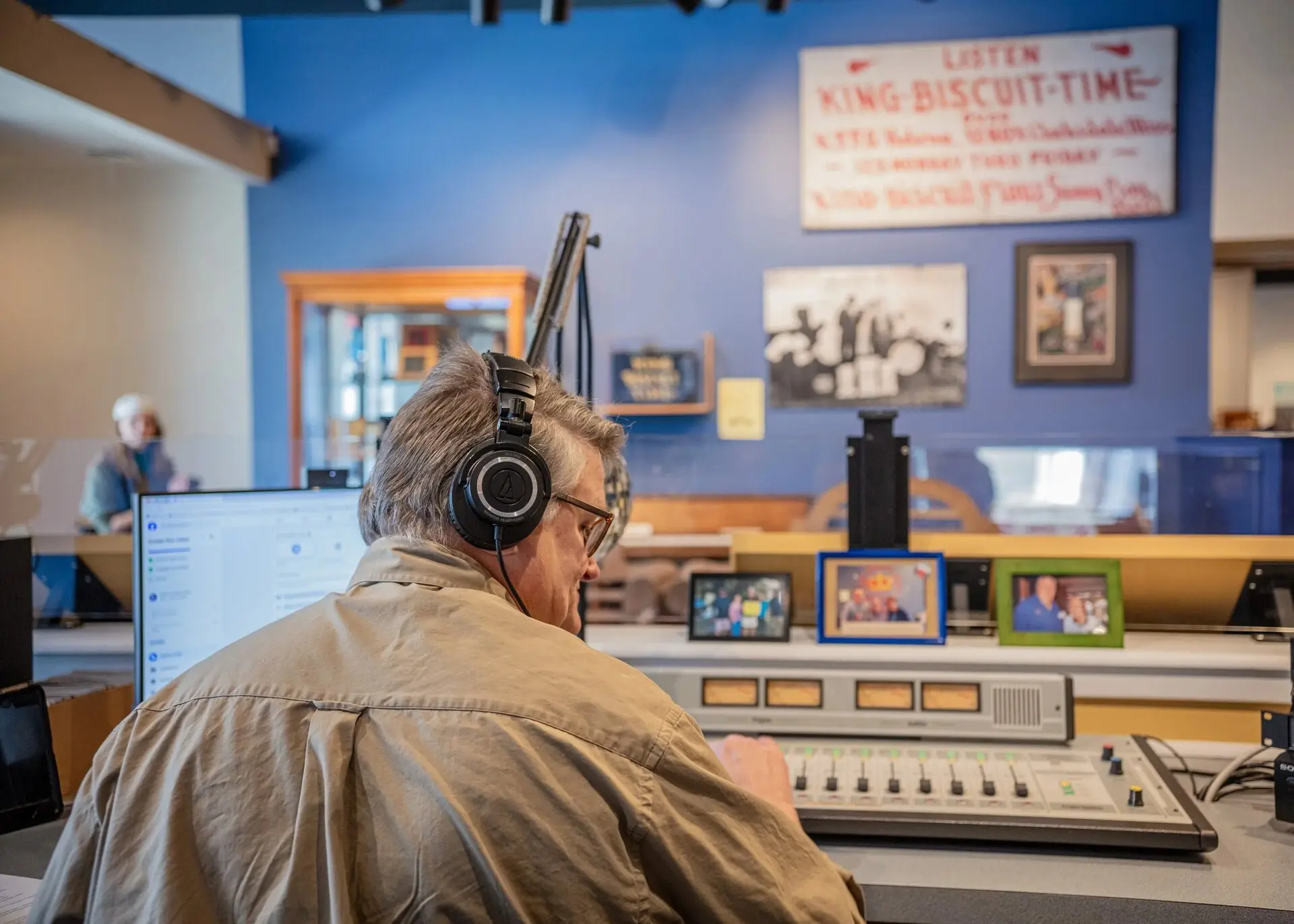 Thomas Jacques hosting King Biscuit Time radio show at the Delta Cultural Center