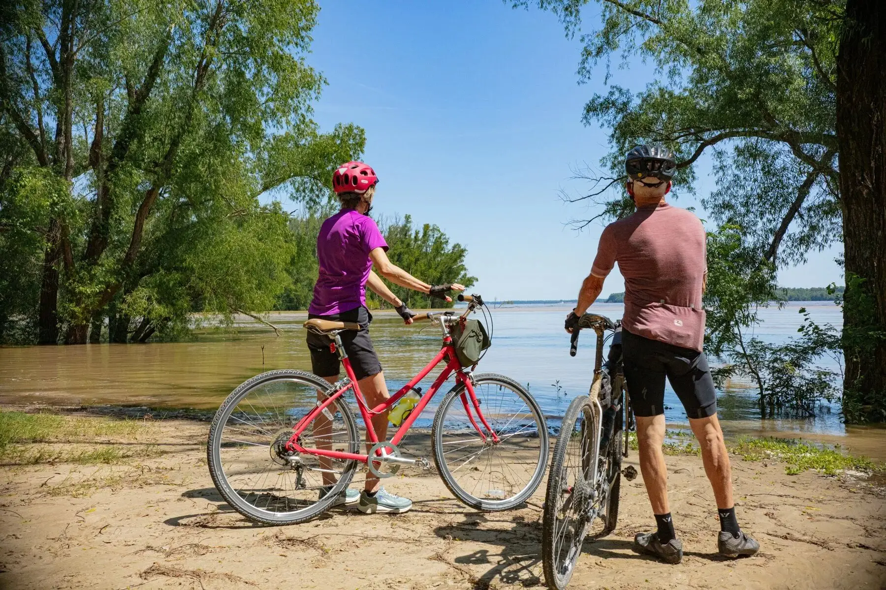 Cyclists enjoying views of the Mississippi River